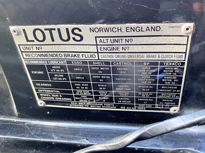 Lot 319 - 1979 Lotus Esprit S2 'JPS' World Championship Commemorative Edition