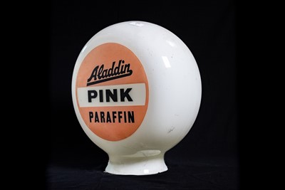 Lot 3 - Aladdin Pink Paraffin Glass Petrol Pump Globe