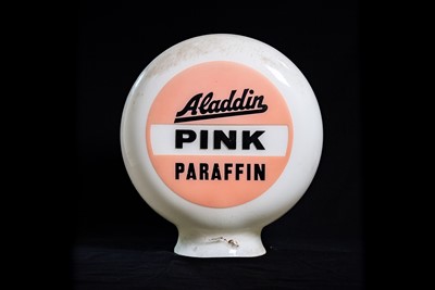 Lot 3 - Aladdin Pink Paraffin Glass Petrol Pump Globe