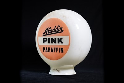 Lot 3 - Aladdin Pink Paraffin Glass Petrol Pump Globe