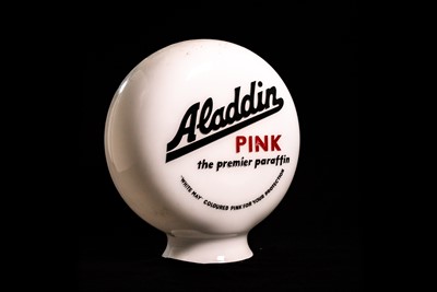 Lot 4 - Aladdin Pink Paraffin Glass Petrol Pump Globe