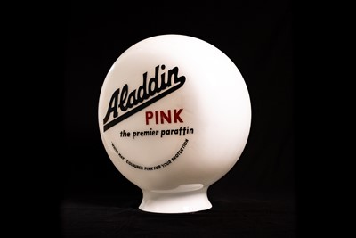 Lot 4 - Aladdin Pink Paraffin Glass Petrol Pump Globe