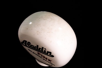 Lot 4 - Aladdin Pink Paraffin Glass Petrol Pump Globe