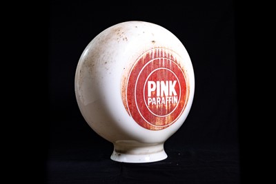 Lot 5 - Aladdin Pink Paraffin Glass Petrol Pump Globe