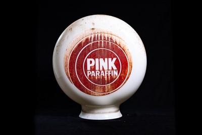 Lot 5 - Aladdin Pink Paraffin Glass Petrol Pump Globe