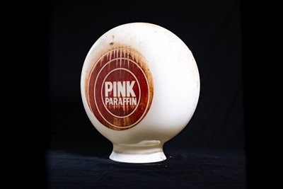 Lot 5 - Aladdin Pink Paraffin Glass Petrol Pump Globe