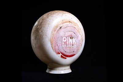 Lot 5 - Aladdin Pink Paraffin Glass Petrol Pump Globe