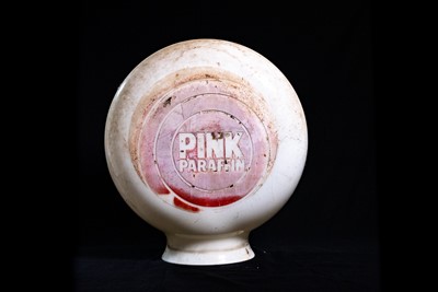 Lot 5 - Aladdin Pink Paraffin Glass Petrol Pump Globe