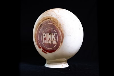 Lot 5 - Aladdin Pink Paraffin Glass Petrol Pump Globe