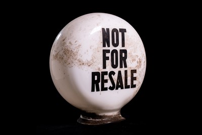 Lot 73 - ‘Not For Resale’ Glass Petrol Pump Globe