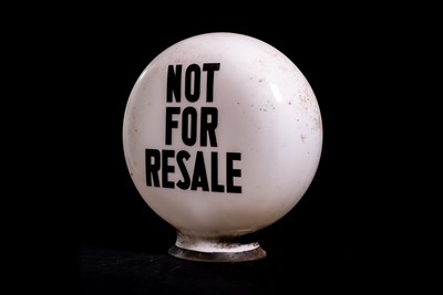 Lot 73 - ‘Not For Resale’ Glass Petrol Pump Globe
