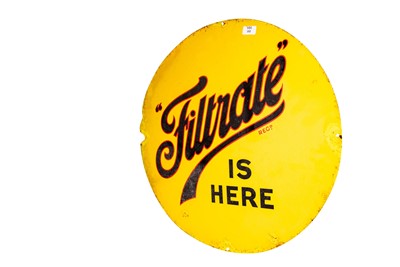 Lot 152 - Filtrate is Here Enamel Sign
