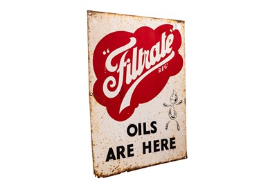 Lot 169 - Filtrate Oils Are Here Advertising Sign