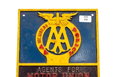 Lot 218 - AA Agents for Motor Union Insurance Sign