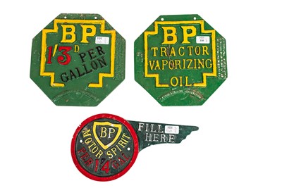 Lot 230 - Three BP Cast Garage Signs