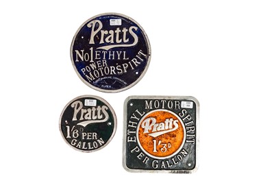 Lot 232 - Three Pratt’s Cast Garage Signs