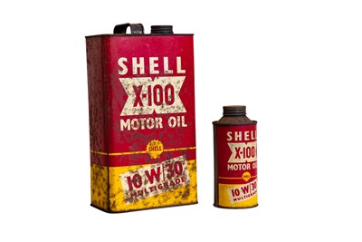 Lot 274 - Two Shell X-100 Motor Oil Cans