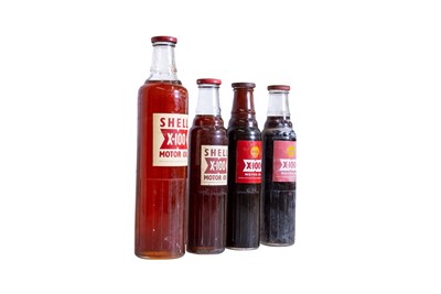 Lot 296 - Four Shell X-100 Glass Oil Bottles