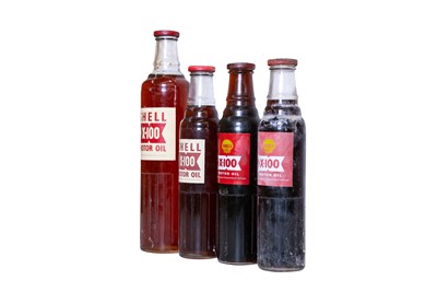 Lot 296 - Four Shell X-100 Glass Oil Bottles