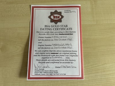 Lot 330 - 1961 BSA Gold Star DBD34