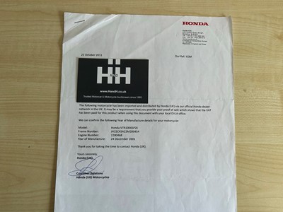 Lot 286 - 2002 Honda VTR1000 SP2