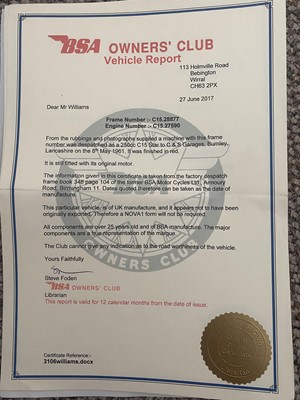 Lot 323 - c.1963 BSA C15