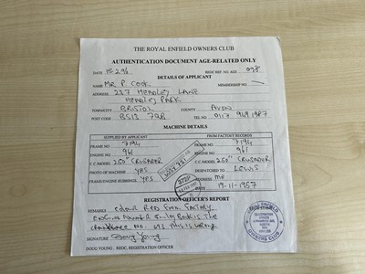 Lot 367 - 1957 Royal Enfield 250