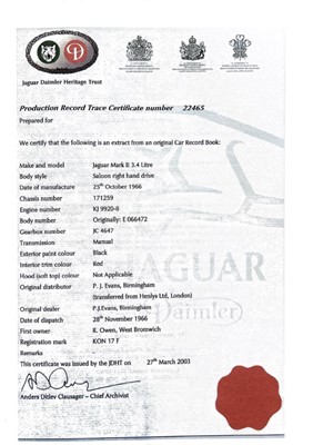 Lot 61 - 1966 Jaguar MkII 3.4