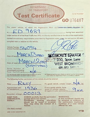 Lot 110 - 1936 Riley Nine Four-Seat Tourer