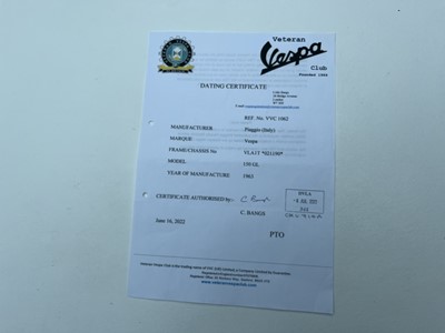 Lot 136 - 1963 Vespa GL150