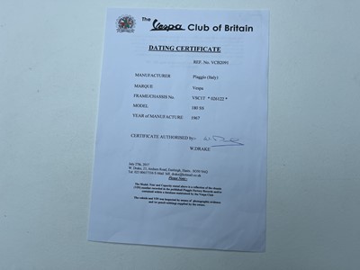 Lot 142 - 1967 Vespa SS180 Super Sport