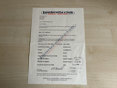 Lot 112 - 1966 Lambretta SX150 Special