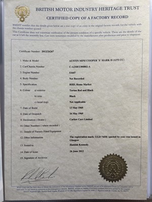 Lot 67 - 1969 Austin Mini Cooper S 1275