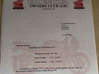 Lot 228 - 1962 Honda C72