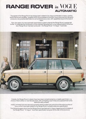 Lot 22 - 1982 Range Rover In Vogue Four-Door