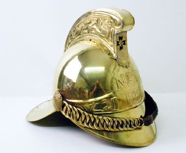 Lot 402 - Brass FiremanS Helmet