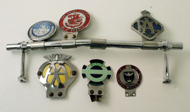 Lot 320 - Chrome Plated Badge Bar With Fittings & Badges