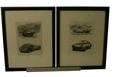 Lot 519 - Ac Cobra & Ferrari 250 Artworks By P. Hearsey