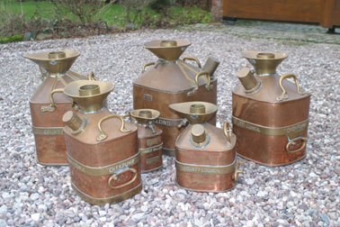 Lot 816 - Set Of 6 Checkpump Brass Petrol Measurers