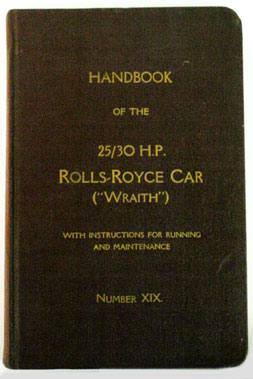 Lot 9 - Rolls-Royce 25/30 Wraith Owners Handbook