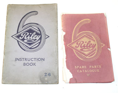 Lot 56 - Riley Six Cylinder Handbook & Spare Parts