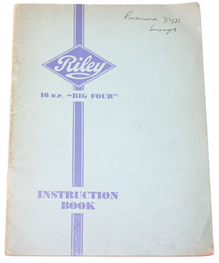 Lot 60 - Riley 16hp Big Four Instruction Book
