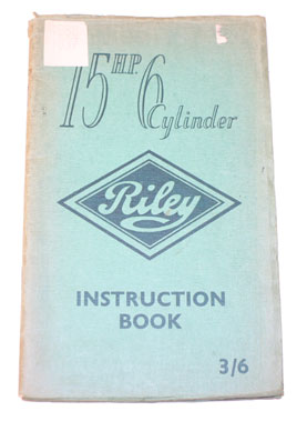Lot 62 - Riley 15 Hp 6-Cylinder Instruction Book