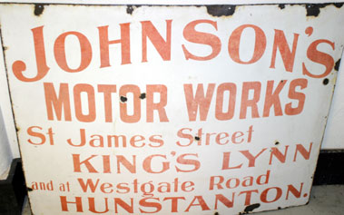 Lot 819 - JohnsonS Motor Works Enamel Garage Sign