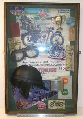 Lot 405 - Display Case Containing Motorcycle Related Items