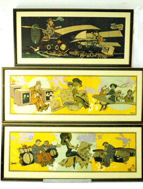 Lot 522 - Three Stylised Early Aviation Artworks