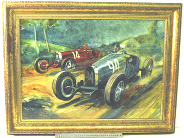Lot 525 - Bugattis At Rome Grand Prix Original Artwork
