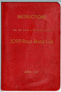 Lot 106 - Rolls-Royce 20 Hp Owners Handbook