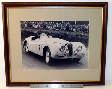 Lot 906 - Klementaski Photograph Of Hadley In Xk120 At Le Mans