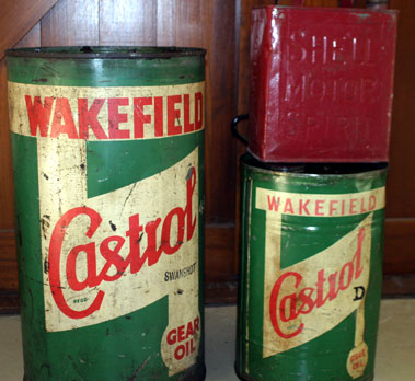 Lot 802 - Two Wakefield Castrol Oil Drums & Shell Oil Can